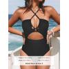 CUPSHE Women’s One Piece Swimsuit Plunge Neckline Cutout Criss Cross Bathing Suit(Black)