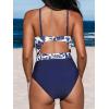 CUPSHE Women’s One Piece Swimsuit Plunge Neckline Cutout Criss Cross Bathing Suit(Blue Floral)