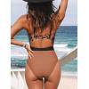 CUPSHE Women’s One Piece Swimsuit Plunge Neckline Cutout Criss Cross Bathing Suit(Brown)