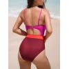 CUPSHE Women’s One Piece Swimsuit Plunge Neckline Cutout Criss Cross Bathing Suit(Magenta)
