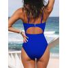 CUPSHE Women’s One Piece Swimsuit Plunge Neckline Cutout Criss Cross Bathing Suit(Navy Blue)