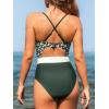 CUPSHE Women’s One Piece Swimsuit Plunge Neckline Cutout Criss Cross Bathing Suit(Olive Green/White Polka Dots)