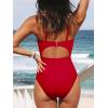 CUPSHE Women’s One Piece Swimsuit Plunge Neckline Cutout Criss Cross Bathing Suit(Red)
