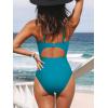 CUPSHE Women’s One Piece Swimsuit Plunge Neckline Cutout Criss Cross Bathing Suit(Teal Blue)