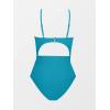 CUPSHE Women’s One Piece Swimsuit Plunge Neckline Cutout Criss Cross Bathing Suit(Teal Blue)