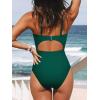 CUPSHE Women’s One Piece Swimsuit Plunge Neckline Cutout Criss Cross Bathing Suit(Teal Green)