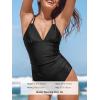CUPSHE Women’s One Piece Swimsuit V Neck Tummy Control Double Adjustable Straps Back Cutout O-Ring(Black)