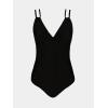 CUPSHE Women’s One Piece Swimsuit V Neck Tummy Control Double Adjustable Straps Back Cutout O-Ring(Black)