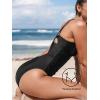 CUPSHE Women’s One Piece Swimsuit V Neck Tummy Control Double Adjustable Straps Back Cutout O-Ring(Black)