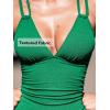 CUPSHE Women’s One Piece Swimsuit V Neck Tummy Control Double Adjustable Straps Back Cutout O-Ring(Jade Green)