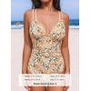 CUPSHE Women’s One Piece Swimsuit V Neck Tummy Control Double Adjustable Straps Back Cutout O-Ring(Orange/Yellow Floral)