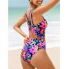 CUPSHE Women’s One Piece Swimsuit V Neck Tummy Control Double Adjustable Straps Back Cutout O-Ring(Pink Floral)
