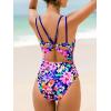 CUPSHE Women’s One Piece Swimsuit V Neck Tummy Control Double Adjustable Straps Back Cutout O-Ring(Pink Floral)