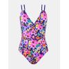CUPSHE Women’s One Piece Swimsuit V Neck Tummy Control Double Adjustable Straps Back Cutout O-Ring(Pink Floral)