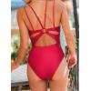 CUPSHE Women’s One Piece Swimsuit V Neck Tummy Control Double Adjustable Straps Back Cutout O-Ring(Raspberry Red)