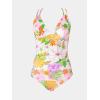 CUPSHE Women’s One Piece Swimsuit V Neck Tummy Control Double Adjustable Straps Back Cutout O-Ring(White/Pink Floral)