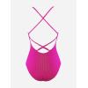 CUPSHE Women’s Solid Color V Neck Lace Up One Piece Swimsuit(Magenta)