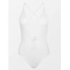 CUPSHE Women’s Solid Color V Neck Lace Up One Piece Swimsuit(White)