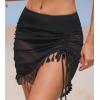 CUPSHE Womens Swimsuit Bikini Bottom with Mesh Skirt High Waisted Sexy Bathing Suit Ruched(Black)