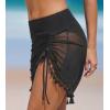 CUPSHE Womens Swimsuit Bikini Bottom with Mesh Skirt High Waisted Sexy Bathing Suit Ruched(Black)