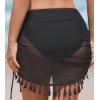 CUPSHE Womens Swimsuit Bikini Bottom with Mesh Skirt High Waisted Sexy Bathing Suit Ruched(Black)