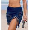 CUPSHE Womens Swimsuit Bikini Bottom with Mesh Skirt High Waisted Sexy Bathing Suit Ruched(Navy Blue)