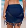 CUPSHE Womens Swimsuit Bikini Bottom with Mesh Skirt High Waisted Sexy Bathing Suit Ruched(Navy Blue)