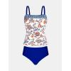 CUPSHE Women’s Tankini Sets Two Piece Bathing Suits Square Neck Adjustable Straps Ruched Swimsuits Swimwear(Navy Blue/White Floral)