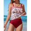 CUPSHE Women’s Tankini Sets Two Piece Bathing Suits Square Neck Adjustable Straps Ruched Swimsuits Swimwear(Red/Floral)