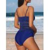 CUPSHE Women’s Tankini Sets Two Piece Swimsuit Square Neck Mesh Bathing Suit Adjustable Spaghetti Straps Drawstring(Navy Blue)