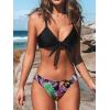 CUPSHE Women’s Two Piece Bikini Set Floral Print Knot Bunny Tie(Black)