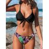 CUPSHE Women’s Two Piece Bikini Set Floral Print Knot Bunny Tie(Black)