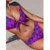 CUPSHE Women’s Two Piece Bikini Set Floral Print Knot Bunny Tie(Blue/Magenta)