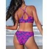 CUPSHE Women’s Two Piece Bikini Set Floral Print Knot Bunny Tie(Blue/Magenta)