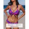 CUPSHE Women’s Two Piece Bikini Set Floral Print Knot Bunny Tie(Blue/Magenta)