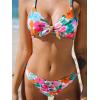 CUPSHE Women’s Two Piece Bikini Set Floral Print Knot Bunny Tie(Bright Floral Print)