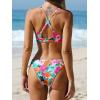 CUPSHE Women’s Two Piece Bikini Set Floral Print Knot Bunny Tie(Bright Floral Print)