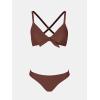 CUPSHE Women’s Two Piece Bikini Set Floral Print Knot Bunny Tie(Brown)