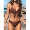 CUPSHE Women’s Two Piece Bikini Set Floral Print Knot Bunny Tie(Brown)