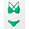 CUPSHE Women’s Two Piece Bikini Set Floral Print Knot Bunny Tie(Grass Green)