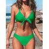CUPSHE Women’s Two Piece Bikini Set Floral Print Knot Bunny Tie(Grass Green)
