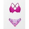 CUPSHE Women’s Two Piece Bikini Set Floral Print Knot Bunny Tie(Magenta/ Paisley)