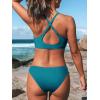 CUPSHE Women’s Two Piece Bikini Set Floral Print Knot Bunny Tie(Teal Blue)