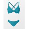 CUPSHE Women’s Two Piece Bikini Set Floral Print Knot Bunny Tie(Teal Blue)