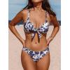 CUPSHE Women’s Two Piece Bikini Set Floral Print Knot Bunny Tie(White/Navy Floral)