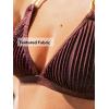 CUPSHE Women’s Two Piece Bikini Sets V Neck Bathing Suits Textured Halter Side Shirred Back Hook Adjustable Straps(Brown)