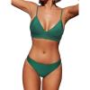 CUPSHE Women Bikini Set Solid Color Sexy Triangle Two Piece Swimsuit(Grass Green)