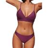 CUPSHE Women Bikini Set Solid Color Sexy Triangle Two Piece Swimsuit(Purple)