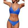 CUPSHE Women Bikini Set Solid Color Sexy Triangle Two Piece Swimsuit(Royal Blue)
