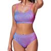 CUPSHE Women’s Bikini Set Two Piece Swimsuits High Waisted Scoop Neck Spaghetti Adjustable Straps Textured(Purple/Magenta)